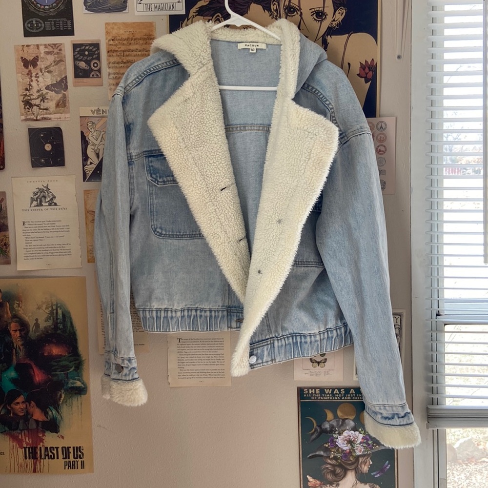 NWT Pacsun Denim Sherpa Jacket
